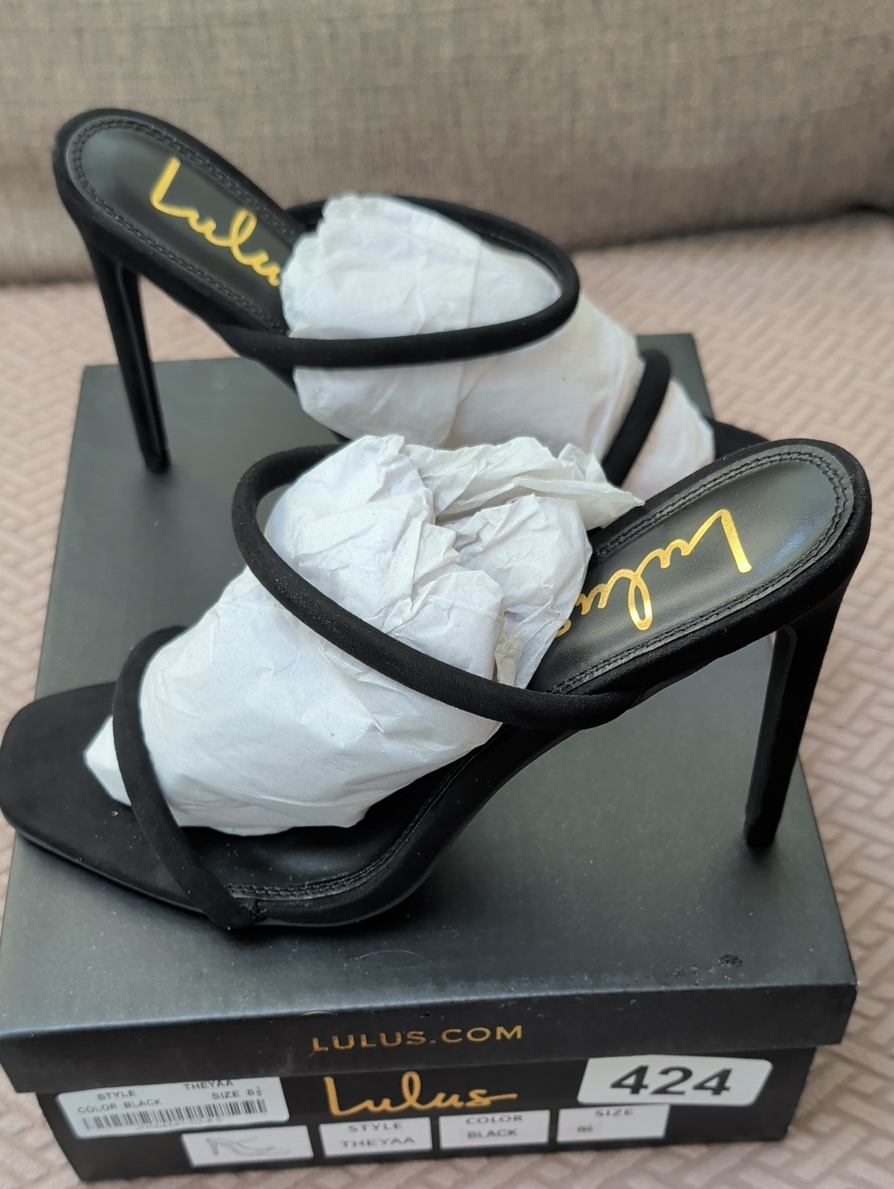 Lulus Theyya Black Suede Square Toe Stiletto Heel Shoes NIB